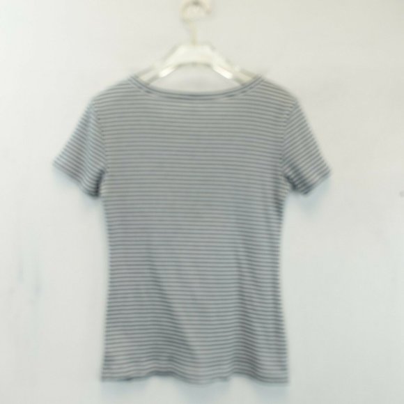 OLD NAVY Women's Navy Blue White Top Blouse SMALL Stretch Striped Short Sleeve - Picture 7 of 8